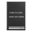 Small black/silver leatherette sketch book laser etched with 'Day Drink' design