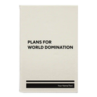 Small white leatherette journal laser etched with 'World Domination' design