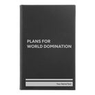 Small black/silver leatherette sketch book laser etched with 'World Domination' design