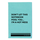 Small teal leatherette journal laser etched with 'Hot Mess' design