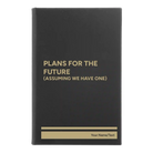 Small black/gold leatherette sketch book laser etched with 'Plans for the Future' design