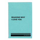 Small teal leatherette journal laser etched with 'Reasons Why I Love You' design