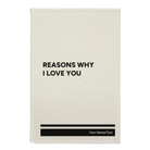 Small white leatherette sketch book laser etched with 'Reasons Why I Love You' design