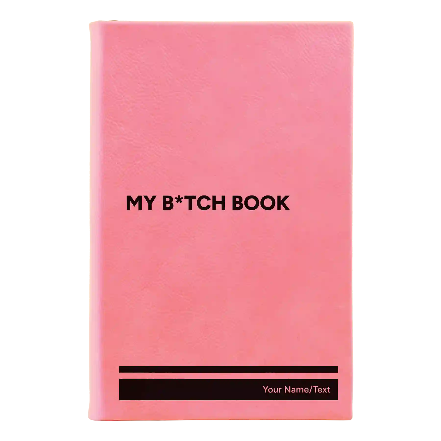 Small pink leatherette sketch book laser etched with 'My Btch Book' design