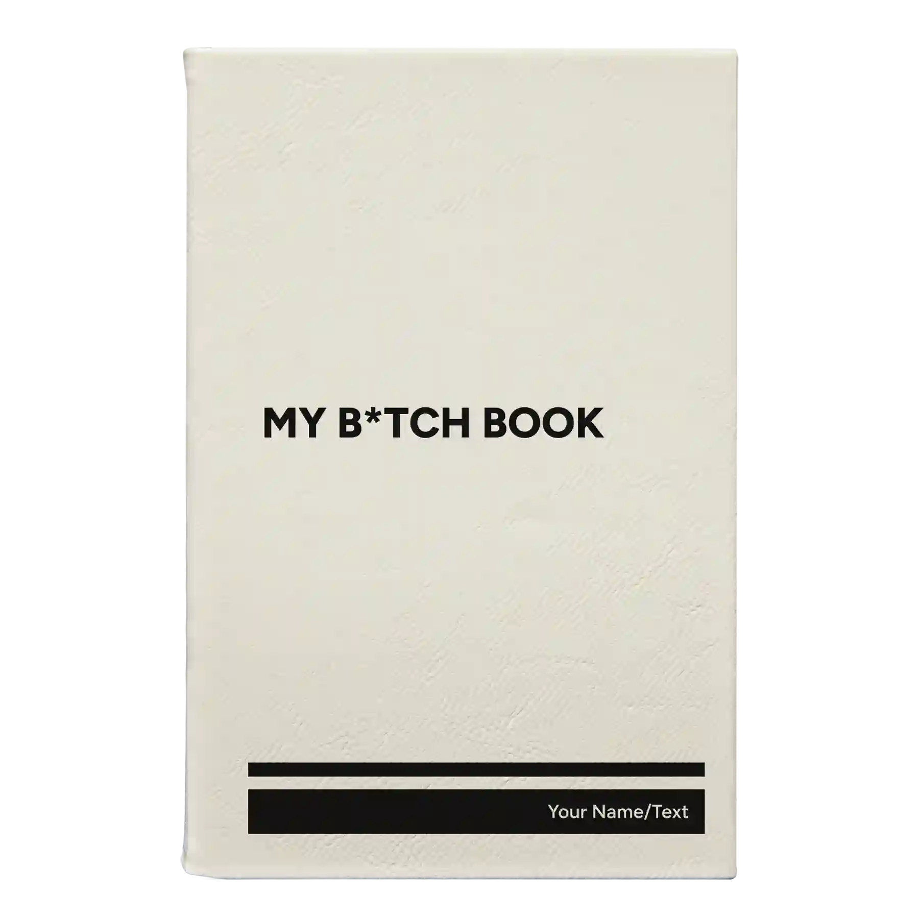 Small white leatherette sketch book laser etched with 'My Btch Book' design