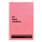 Small pink leatherette sketch book laser etched with 'My rage journal' design