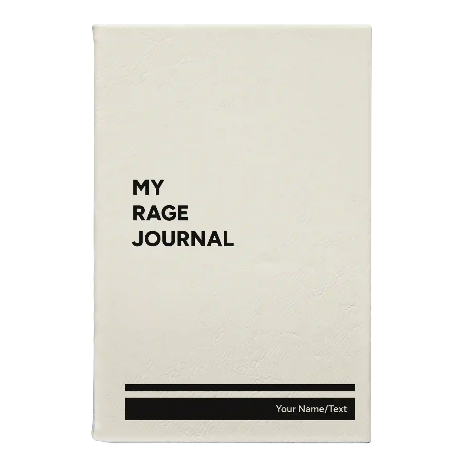 Small white leatherette journal laser etched with 'My rage journal' design