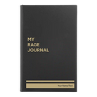 Small black/gold leatherette sketch book laser etched with 'My rage journal' design