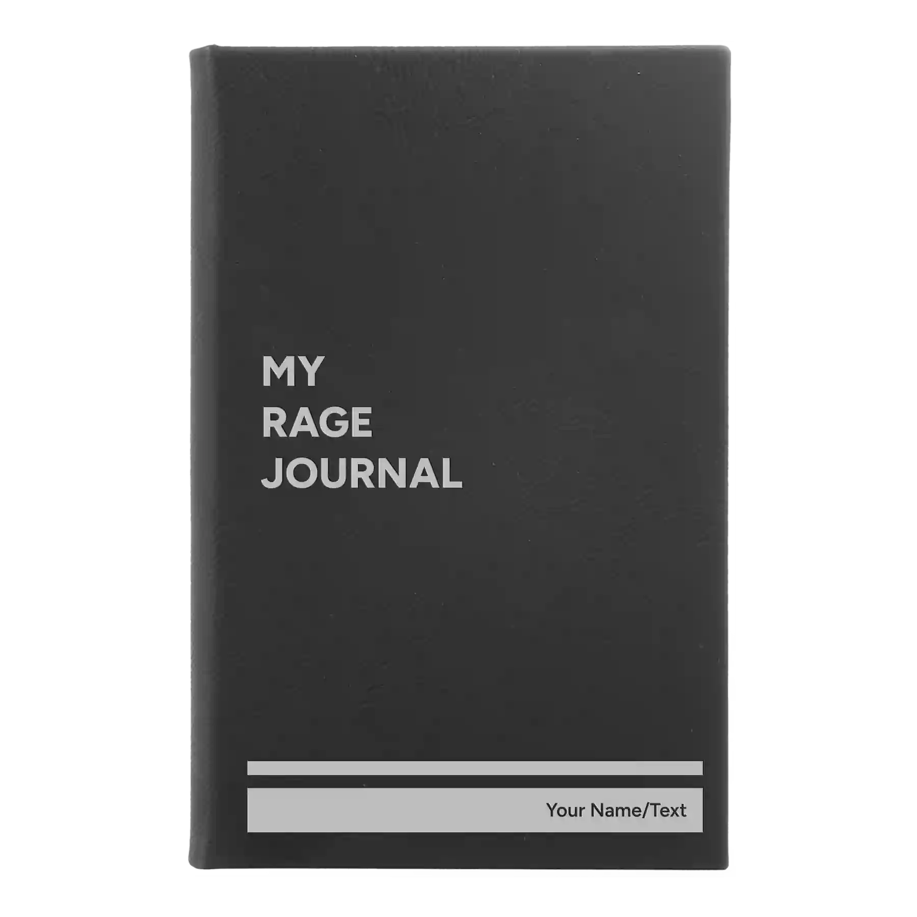 Small black/silver leatherette journal laser etched with 'My rage journal' design