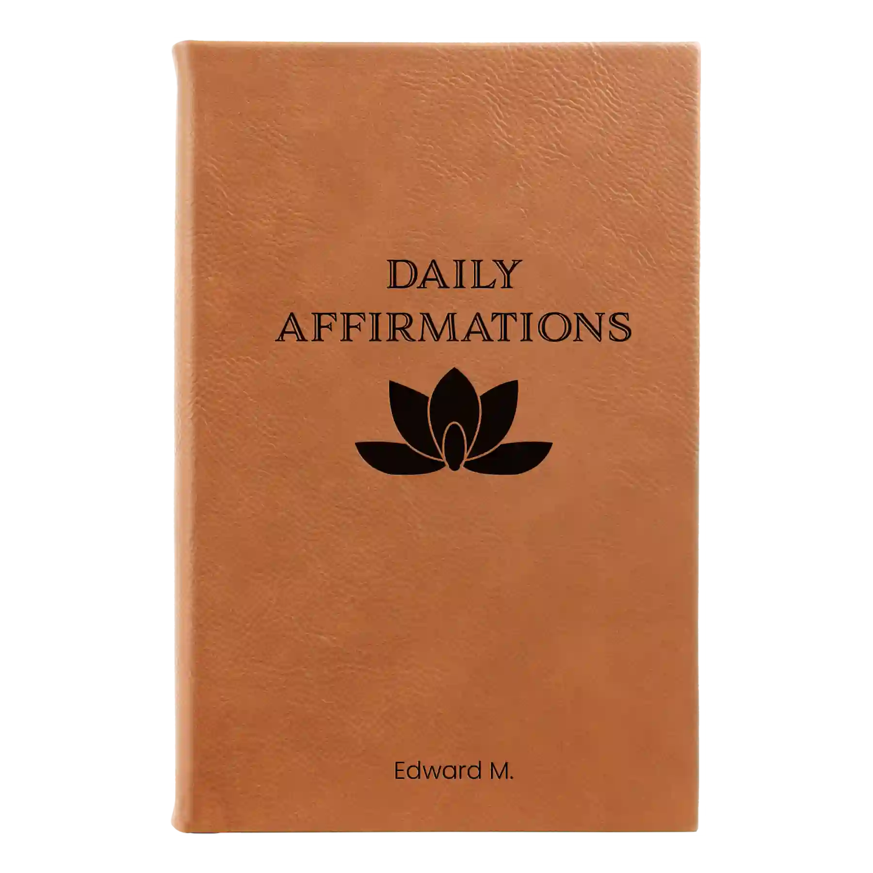 Small rawhide leatherette journal laser etched with 'Daily Affirmations' design