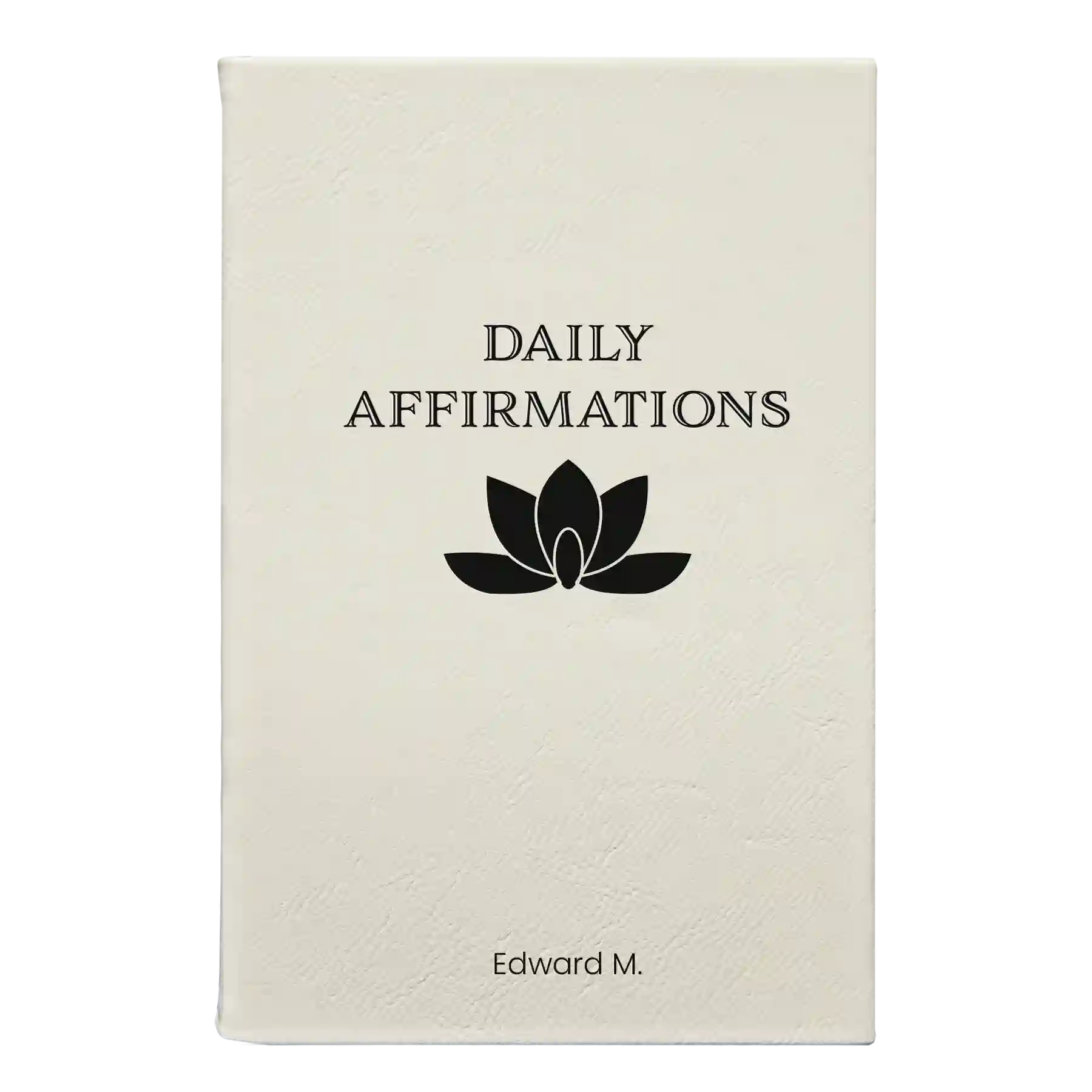Small white leatherette journal laser etched with 'Daily Affirmations' design