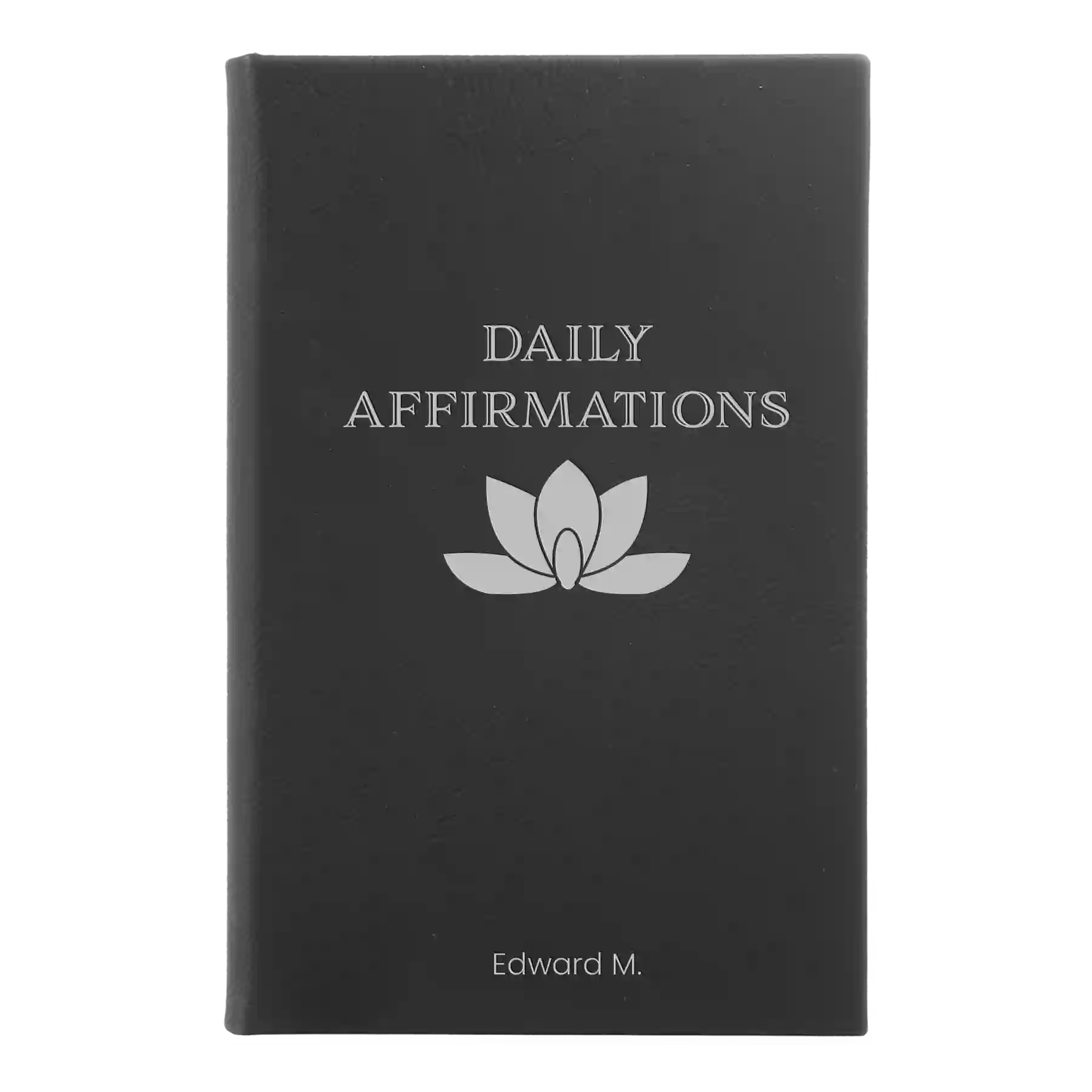 Small black/silver leatherette journal laser etched with 'Daily Affirmations' design