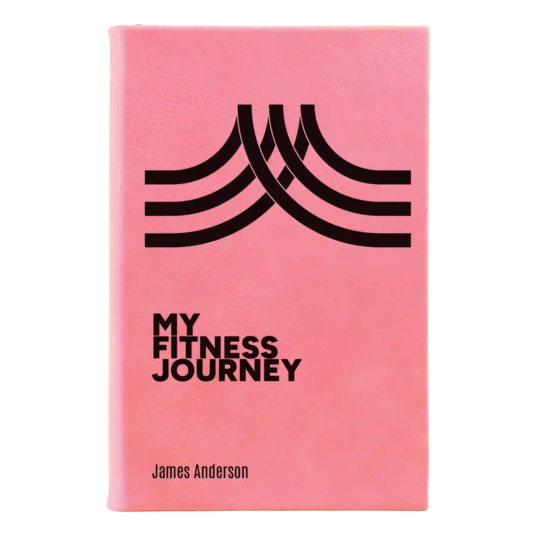 Small pink leatherette sketch book laser etched with 'Fitness Journey' design