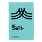 Small teal leatherette sketch book laser etched with 'Fitness Journey' design