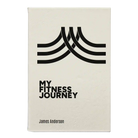 Small white leatherette sketch book laser etched with 'Fitness Journey' design