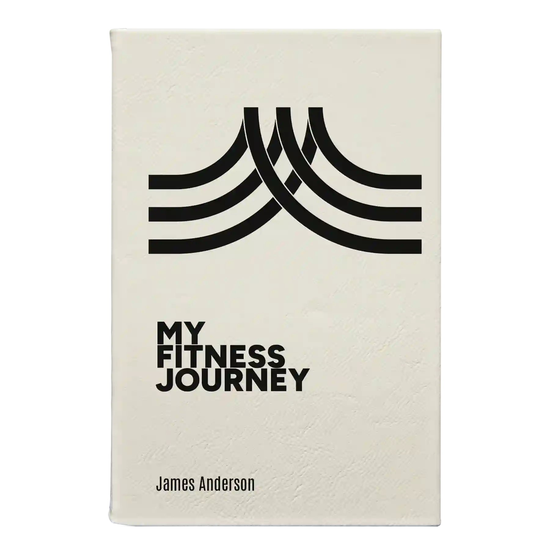 Small white leatherette sketch book laser etched with 'Fitness Journey' design