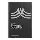 Small black/silver leatherette sketch book laser etched with 'Fitness Journey' design