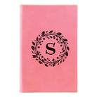 Small pink leatherette journal laser etched with 'Floral Circle with Initial' design