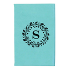 Small teal leatherette journal laser etched with 'Floral Circle with Initial' design