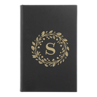Small black/gold leatherette sketch book laser etched with 'Floral Circle with Initial' design