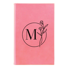 Small pink leatherette journal laser etched with 'Floral Circle' design
