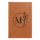 Small rawhide leatherette journal laser etched with 'Floral Circle' design