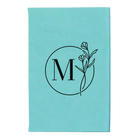 Small teal leatherette sketch book laser etched with 'Floral Circle' design