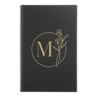 Small black/gold leatherette sketch book laser etched with 'Floral Circle' design