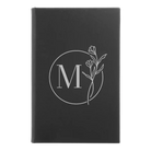 Small black/silver leatherette journal laser etched with 'Floral Circle' design