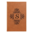 Small rawhide leatherette journal laser etched with 'Floral Initals' design