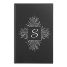 Small black/silver leatherette journal laser etched with 'Floral Initals' design