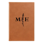 Small rawhide leatherette journal laser etched with 'Flower Initial' design