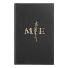 Small black/gold leatherette sketch book laser etched with 'Flower Initial' design