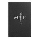 Small black/silver leatherette journal laser etched with 'Flower Initial' design