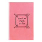 Small pink leatherette journal laser etched with 'Flower Square' design