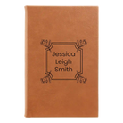 Small rawhide leatherette journal laser etched with 'Flower Square' design