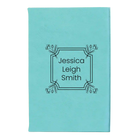 Small teal leatherette journal laser etched with 'Flower Square' design