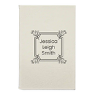 Small white leatherette journal laser etched with 'Flower Square' design