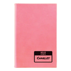 Small pink leatherette sketch book laser etched with 'Hello My Name is' design