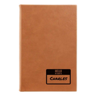Small rawhide leatherette journal laser etched with 'Hello My Name is' design