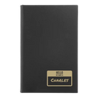 Small black/gold leatherette journal laser etched with 'Hello My Name is' design