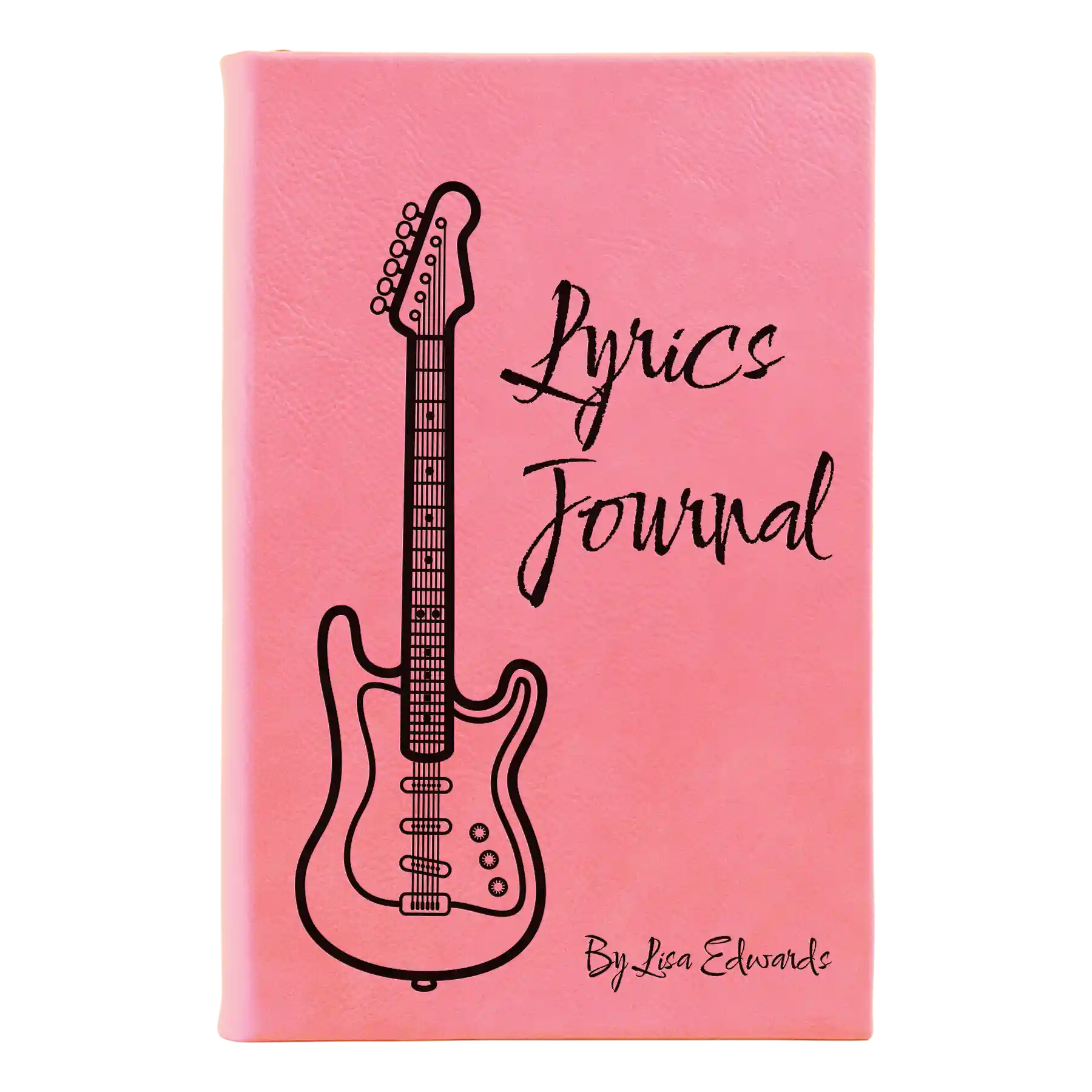 Small pink leatherette journal laser etched with 'Lyrics' design