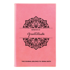 Small pink leatherette journal laser etched with 'Moments of Gratitude' design