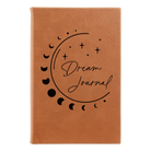 Small rawhide leatherette journal laser etched with 'Moon Dream Journal' design