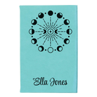 Small teal leatherette journal laser etched with 'Moon Phase' design