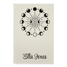 Small white leatherette journal laser etched with 'Moon Phase' design