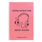 Small pink leatherette journal laser etched with 'Music Speaks' design