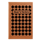 Small rawhide leatherette sketch book laser etched with 'Retro Checker' design