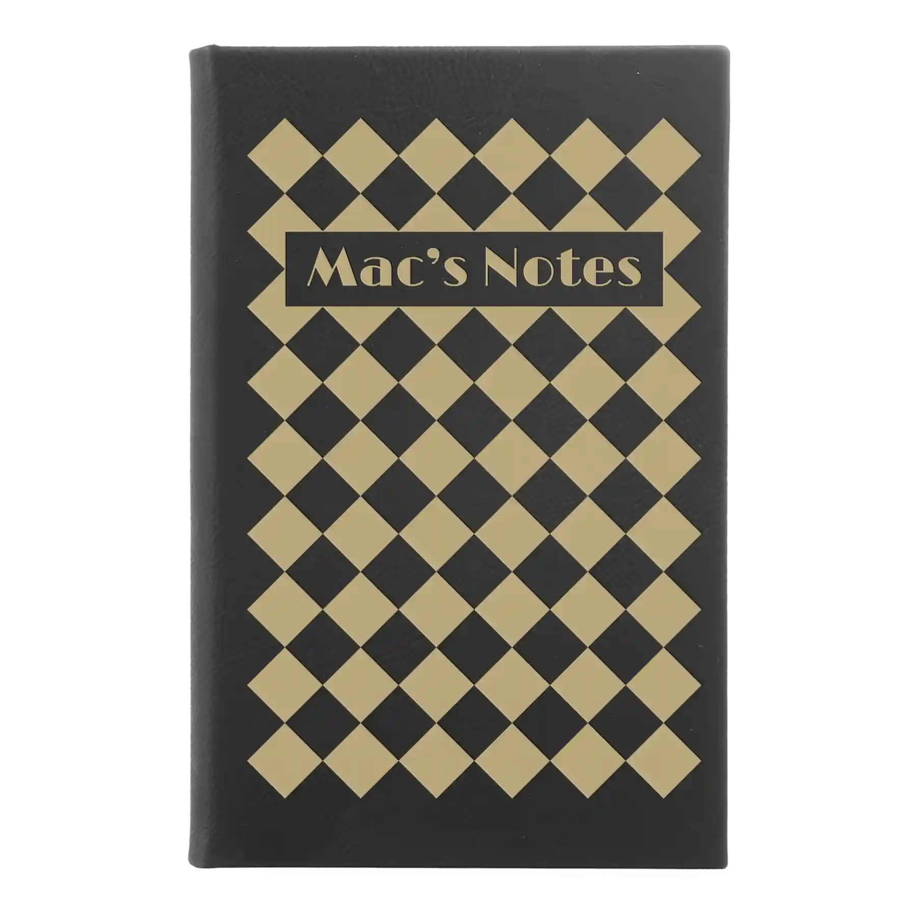 Small black/gold leatherette journal laser etched with 'Retro Checker' design