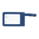 Back of blue leatherette luggage tag